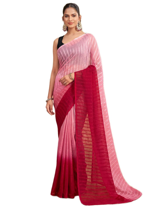 SIRIL Women's Chiffon Ombre Saree with Unstitched Blouse Piece (106RS412A_Light Pink)