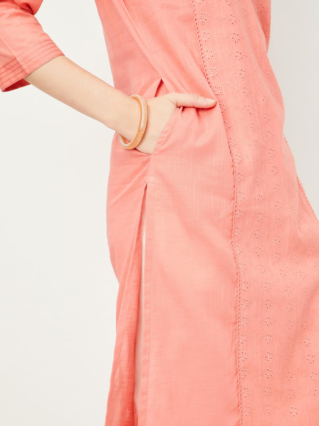 Max Women's Cotton Blend Regular Regular Fit Kurta (Dawwsu24Ko1_Pink_L