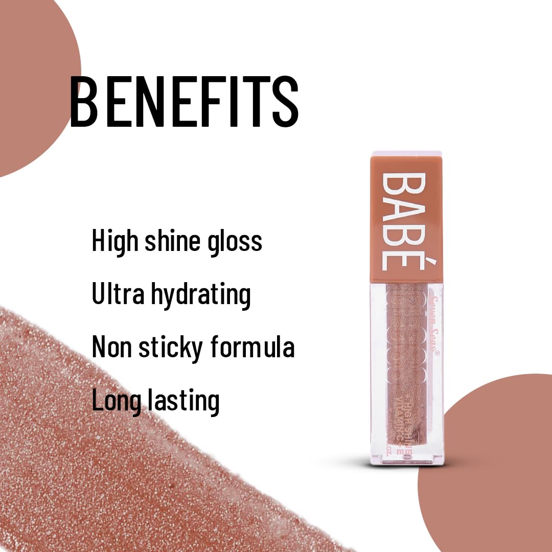 Seven Seas Babe Glittery Lip Gloss With High Shine Lip Color For Glossy Look |Lightweight Non Sticky Lip shiner For Moisturizing Lips (Penny)