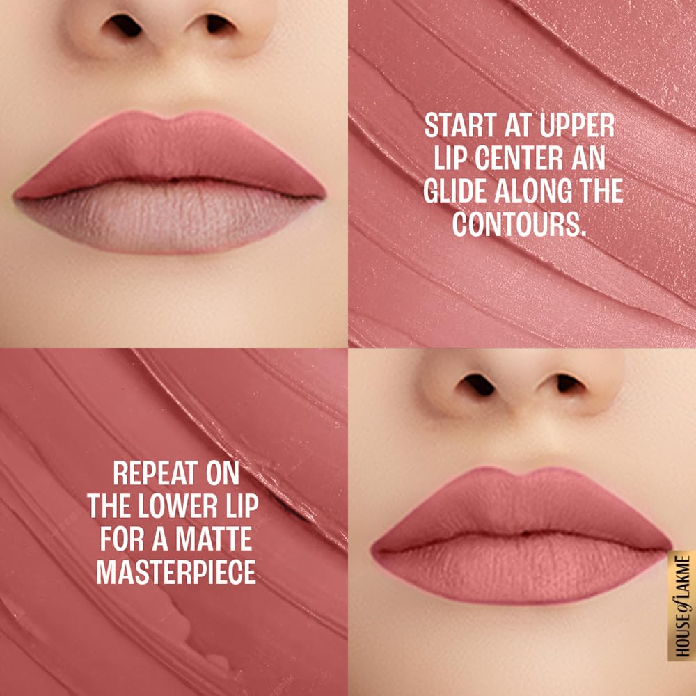 LAKMÉ Powerplay Priming Smooth Matte Finish Lightweight Lipstick, Smudgeproof, Lasts 16hrs, Hydrates Lips, Blushing Nude, 3.6g