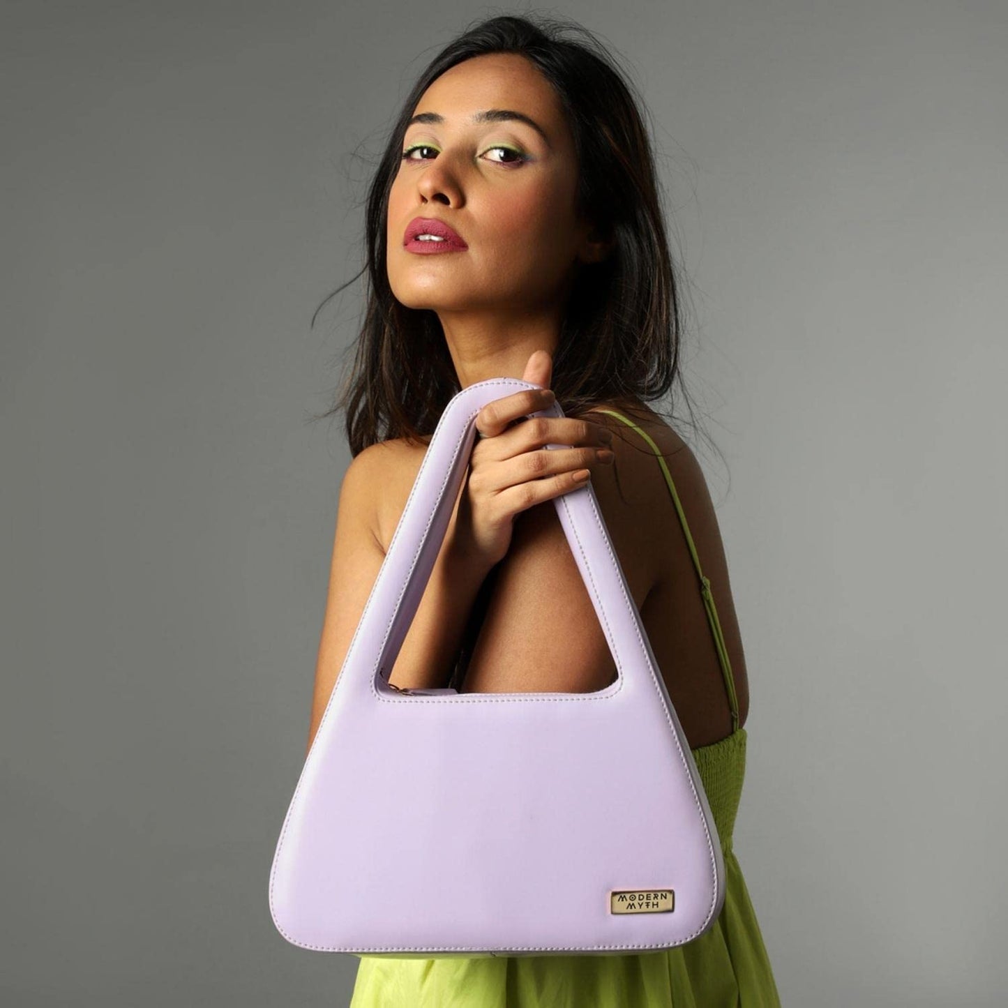 Modern Myth Y2K Pastel Lilac Triangle Shaped Handbag for Girls & Women