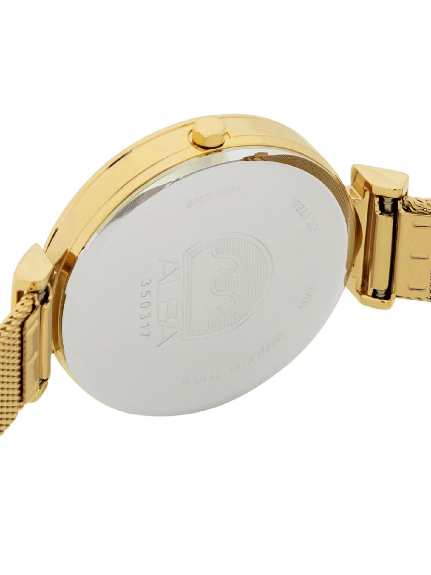 ALBA Stainless Steel Women Analog Wristwatch Ah7Ca2X1, Gold Dial, Gold Band