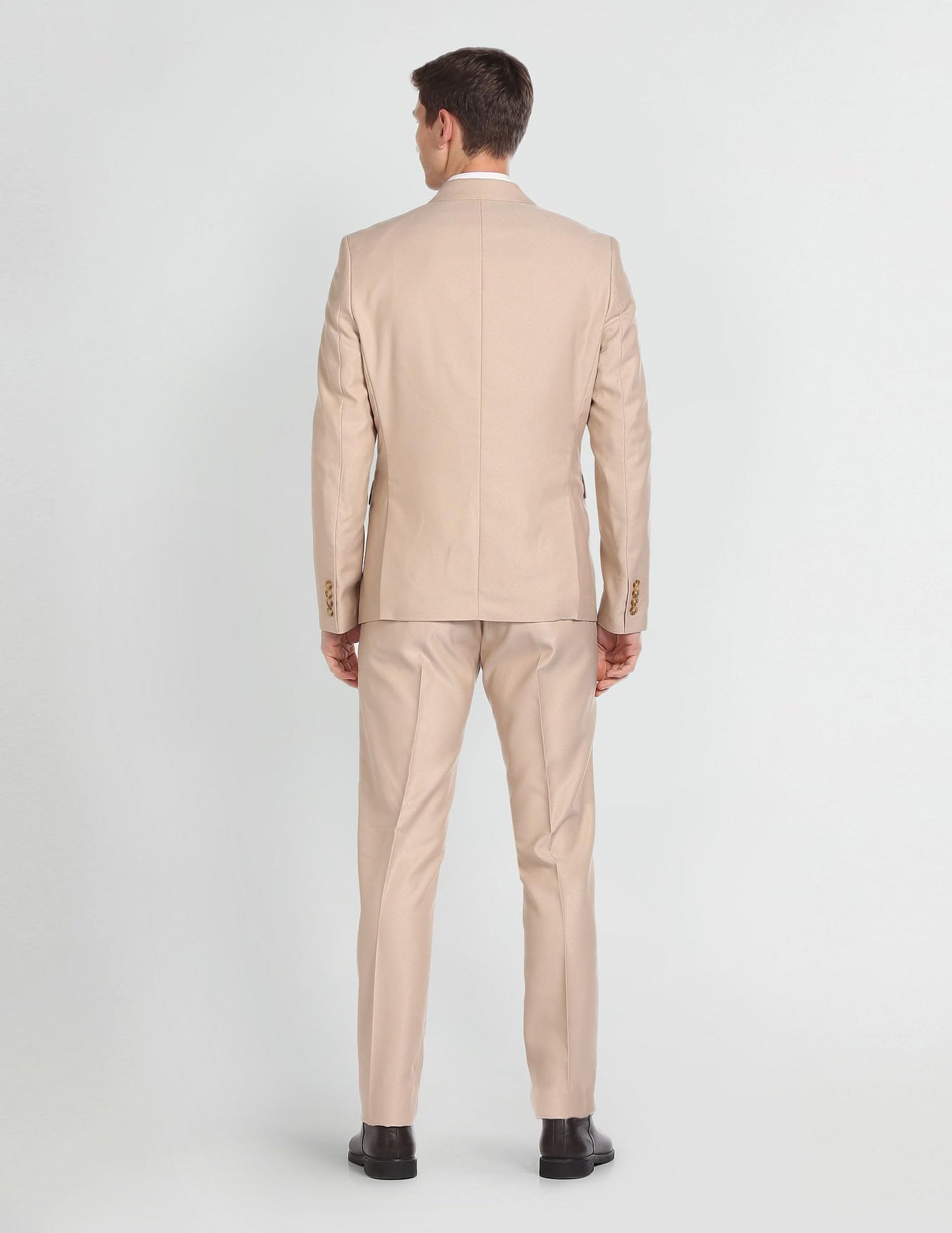 Arrow Men's Polyester Single Breasted Business Suit Pants Set (ARAGSU5541_Beige