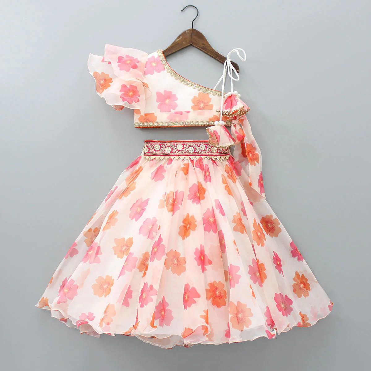 Tejam kids girls Traditional Indian Kids Outfit - Georgette Silk Multicolour Colors Girls Lehenga Choli Festive Fashion for Every Princess (3-4 Years, white)