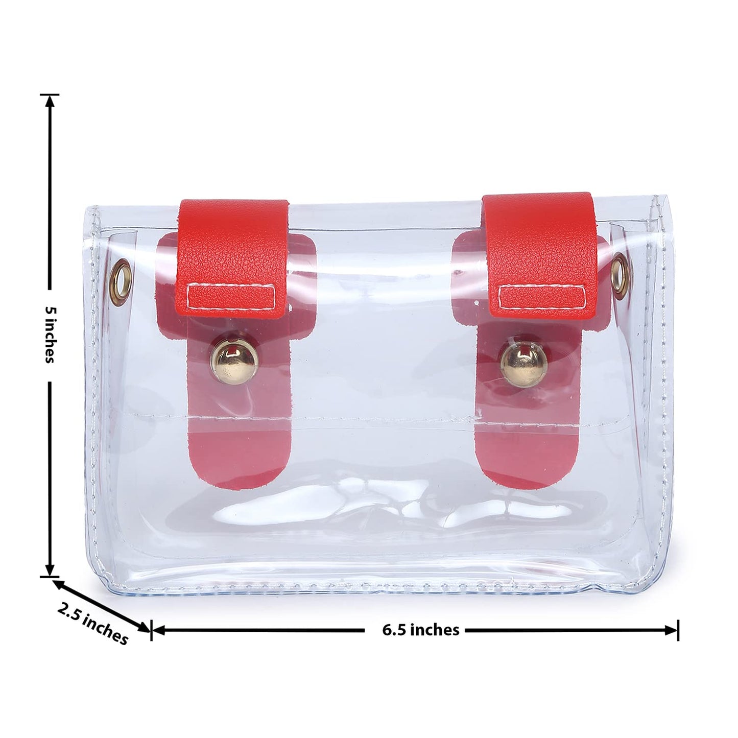 Haute Sauce Transparent Red Pouch Sling Bag with Magnet Lock for Women & Girls | Bags for women | Trendy, Cute, Fancy, Stylish, Purse, handbag, side bag for ladies | small bags for women