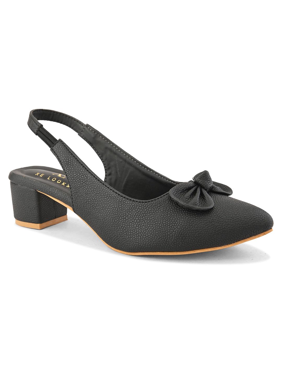 XE Looks Black Slingback Heels | Pointed-Toe Design | Comfortable & Stylish Cushioned Footbed Heels For Girl & Women