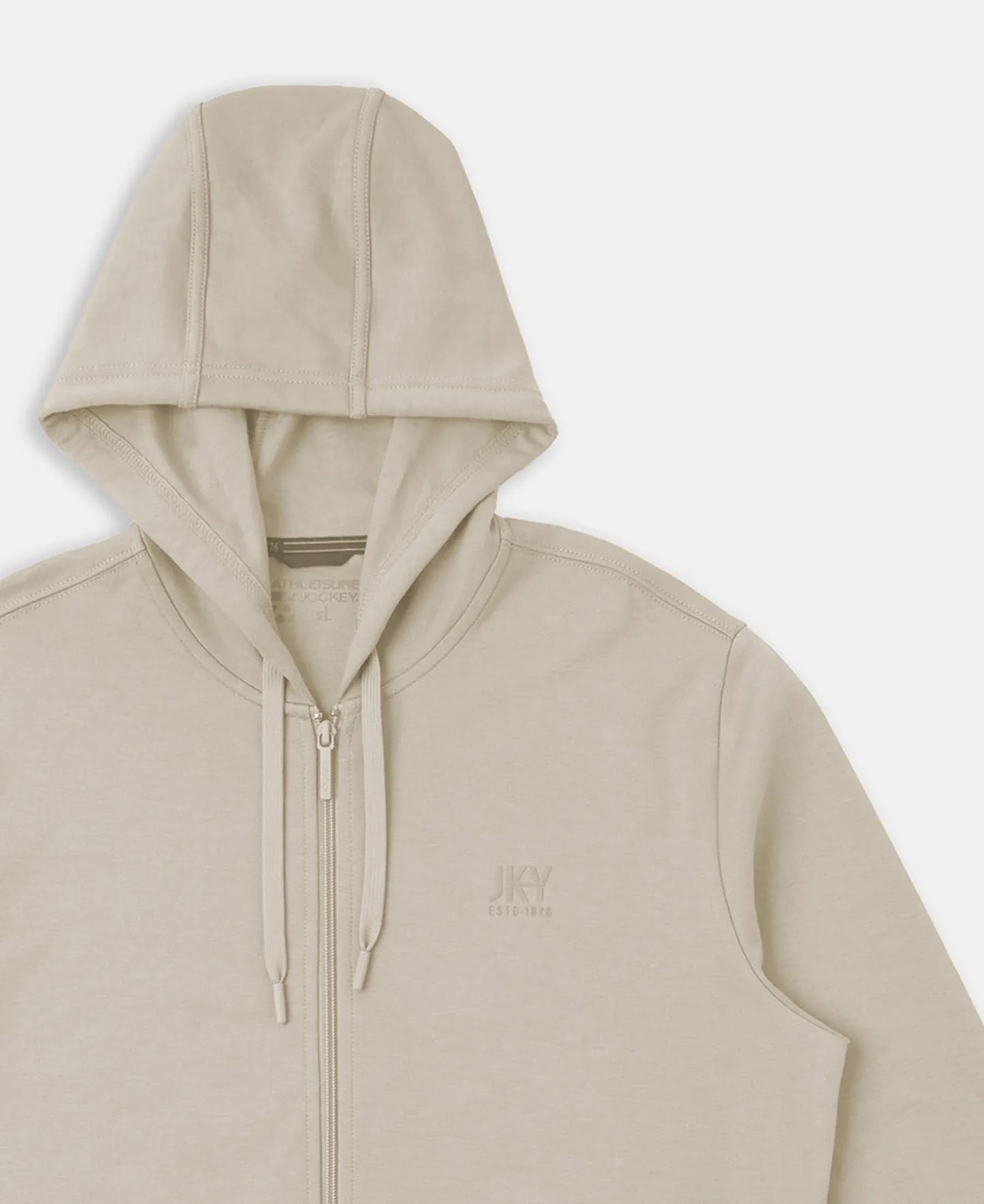 Jockey AM61 Men's Super Combed Cotton Rich Pique Hoodie Jacket with Ribbed Cuffs_Birch_XXL