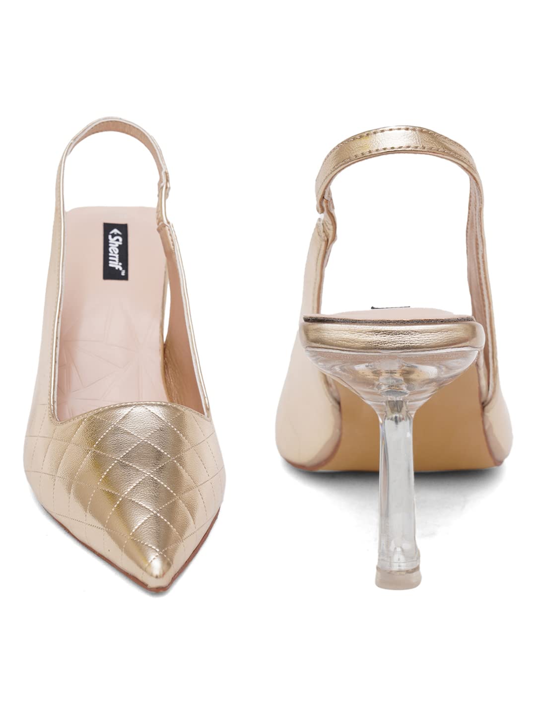 SHERRIF Women's Golden Stiletto Sandals (35 EU)