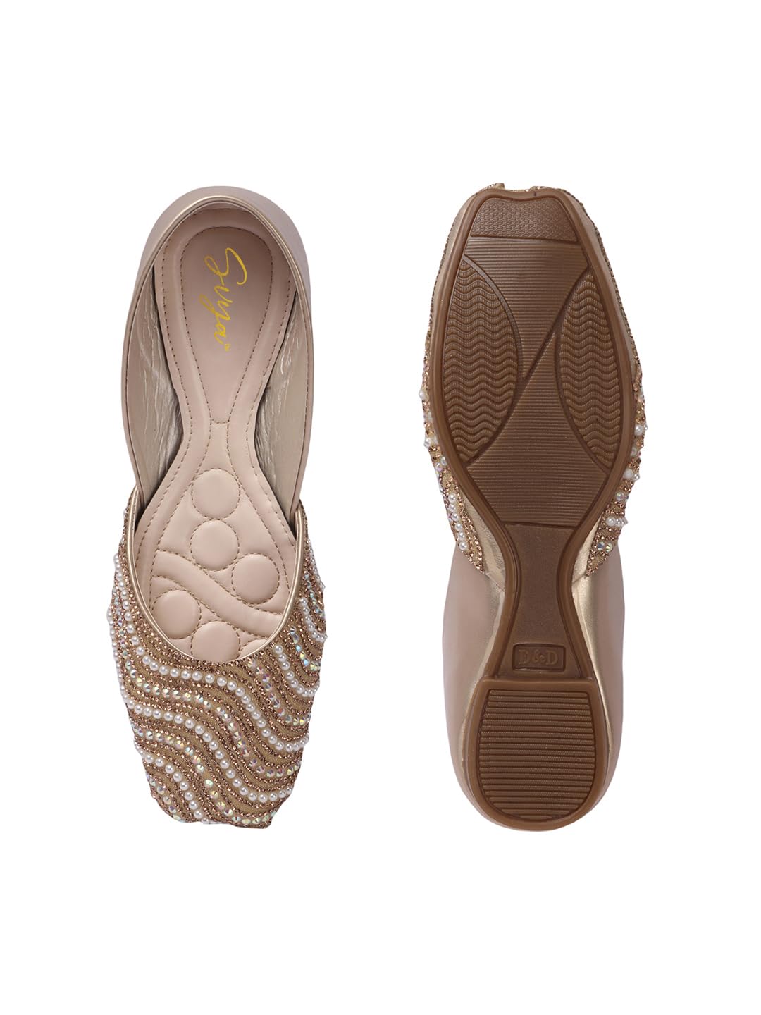SVYA Juttis & Mojaris Traditional Hand Embroidered Stone Designs for Women & Girls (Copper, UK Footwear Size System, Adult, Women, Numeric, Medium, 3)