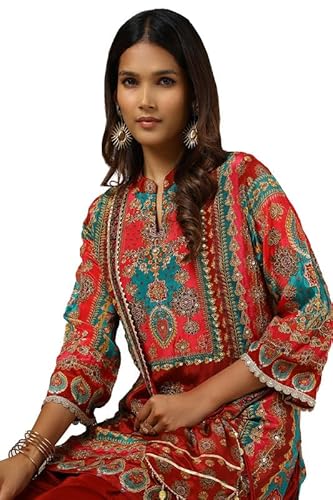 Soch Womens Maroon Viscose Crepe Ethnic Motifs Co-Ord Set With Sequins