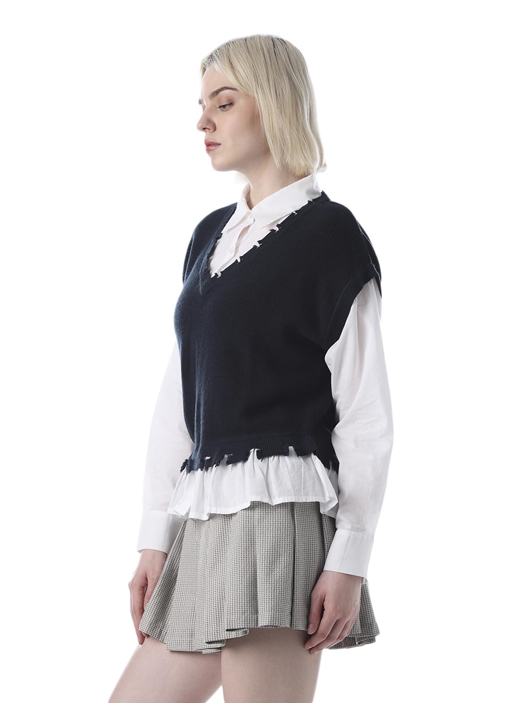 ONLY Women Solid Casual Shirt with Sweater Waist