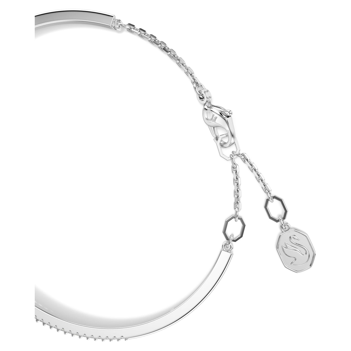 Swarovski Mesmera bangle, Mixed cuts, White, Rhodium plated