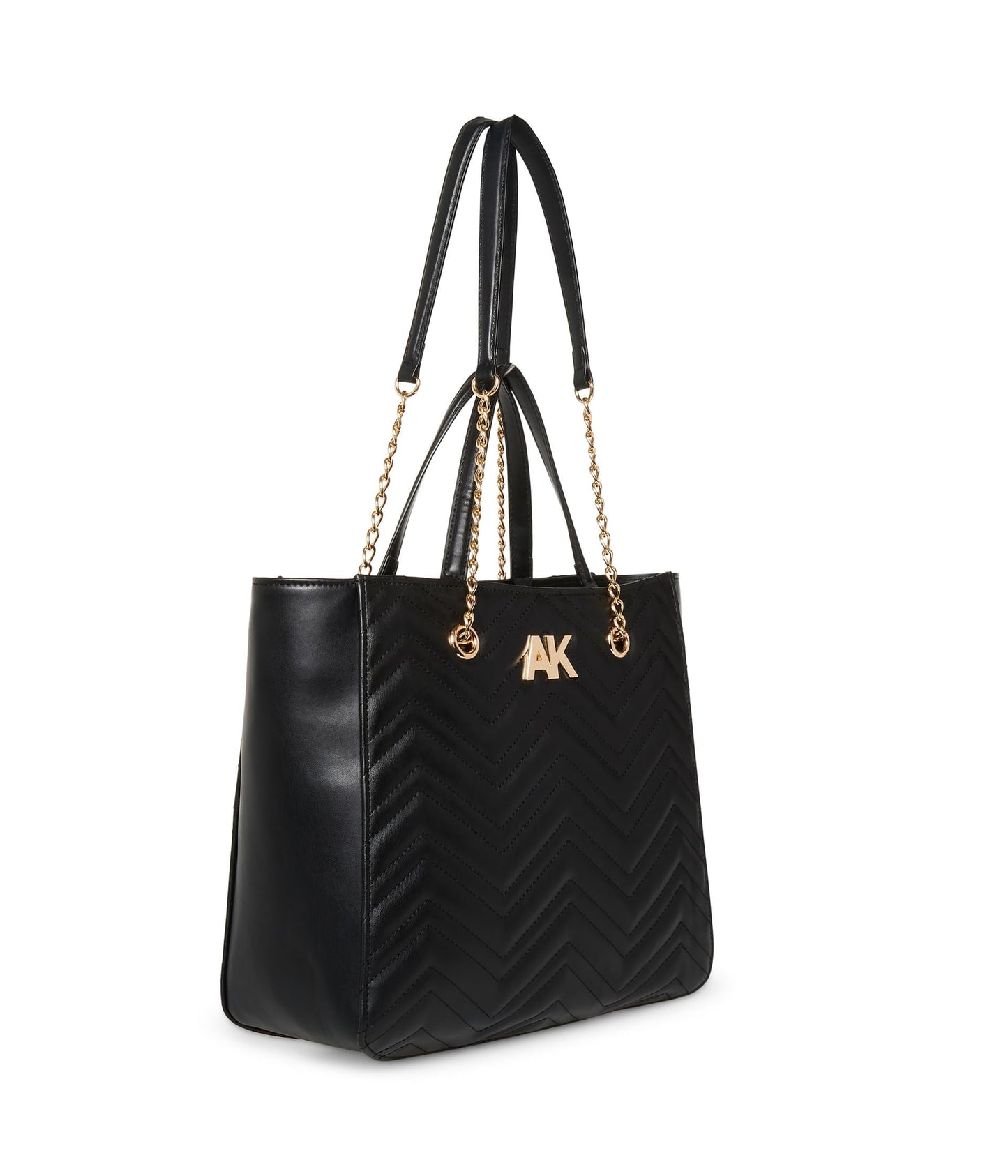 Anne Klein Quilted Double Handle Tote, Black, One Size