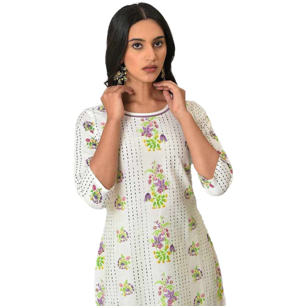 W for Woman Women's Cotton Blend Regular Fit Kurta (23FEW18915-119814_Ecru_3XL)