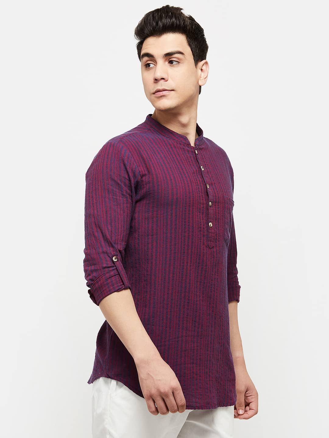 Max Men's Cotton Regular Fit Full Sleeves Short Regular Kurta (Fucstfs2290St_Maroon_S)