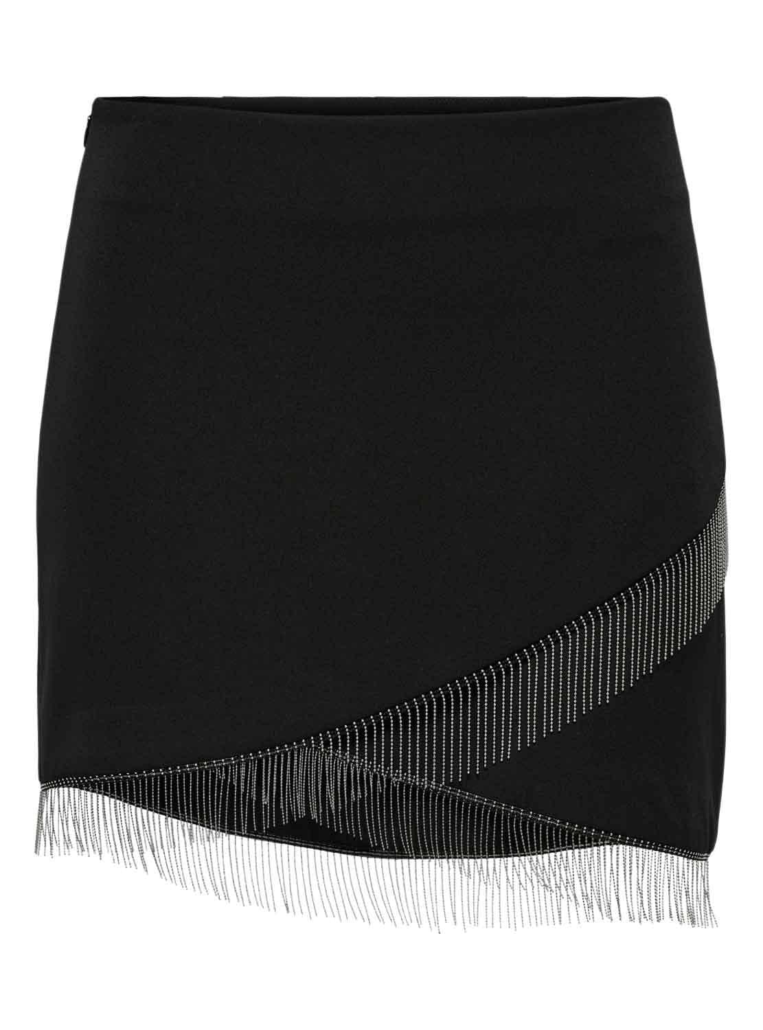 ONLY Women Solid Polyester Blend Tailored Fit High Rise Above Knee Black Straight Skirt