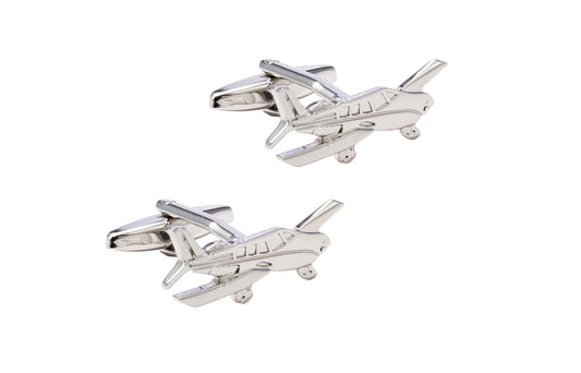 Knighthood Executive Aviation Piper Plane Cufflinks for Men (Silver)