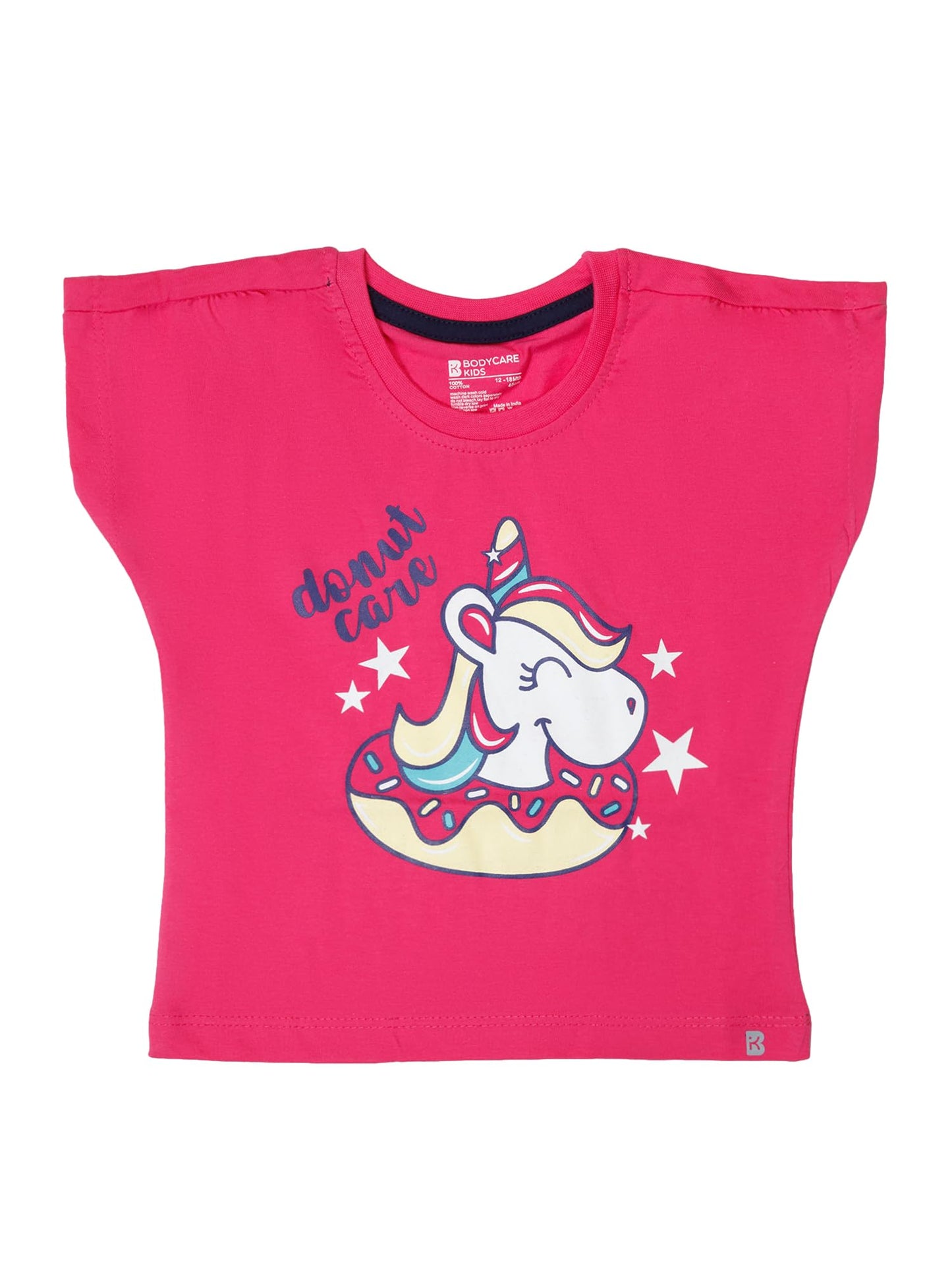 BODYCARE Girls Round Neck Sleeveless Tshirt Pack of 2 - Fuchsia & White