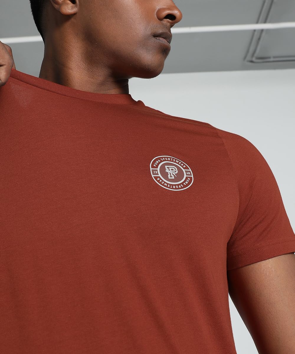 PUMA Men, Men's Round Graphic SS Tee, Mars Red, S, (68944563)