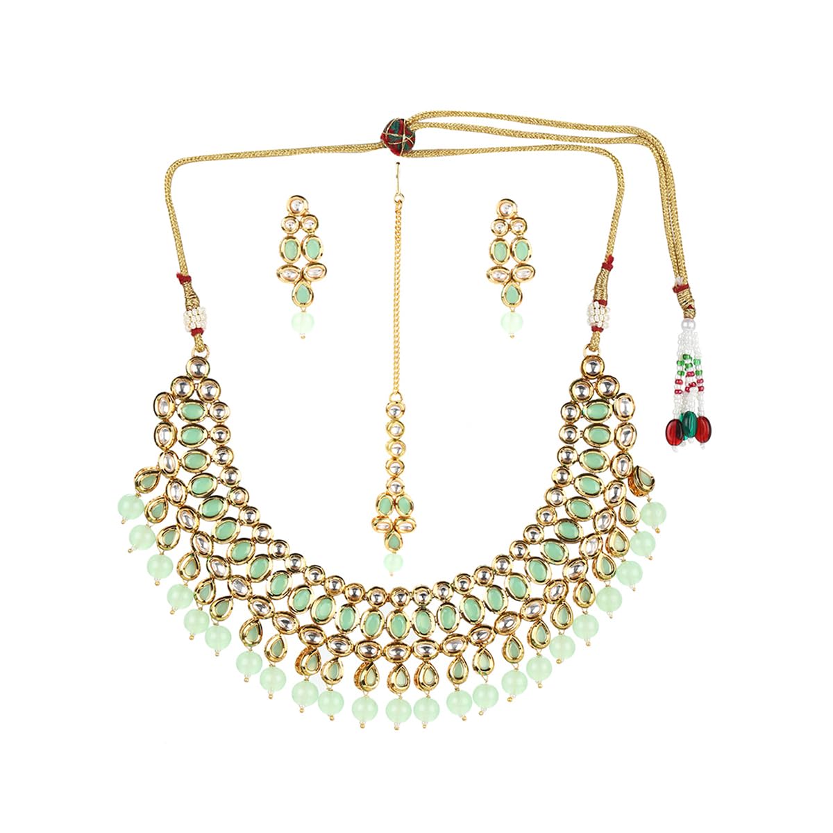 VOYLLA Kundan Gold plated Brass Necklace set - Main Image