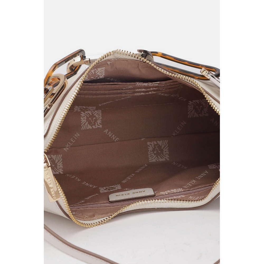 Anne Klein Faux Leather Zipper Closure Women's Shoulder Bag (Grey, XL)