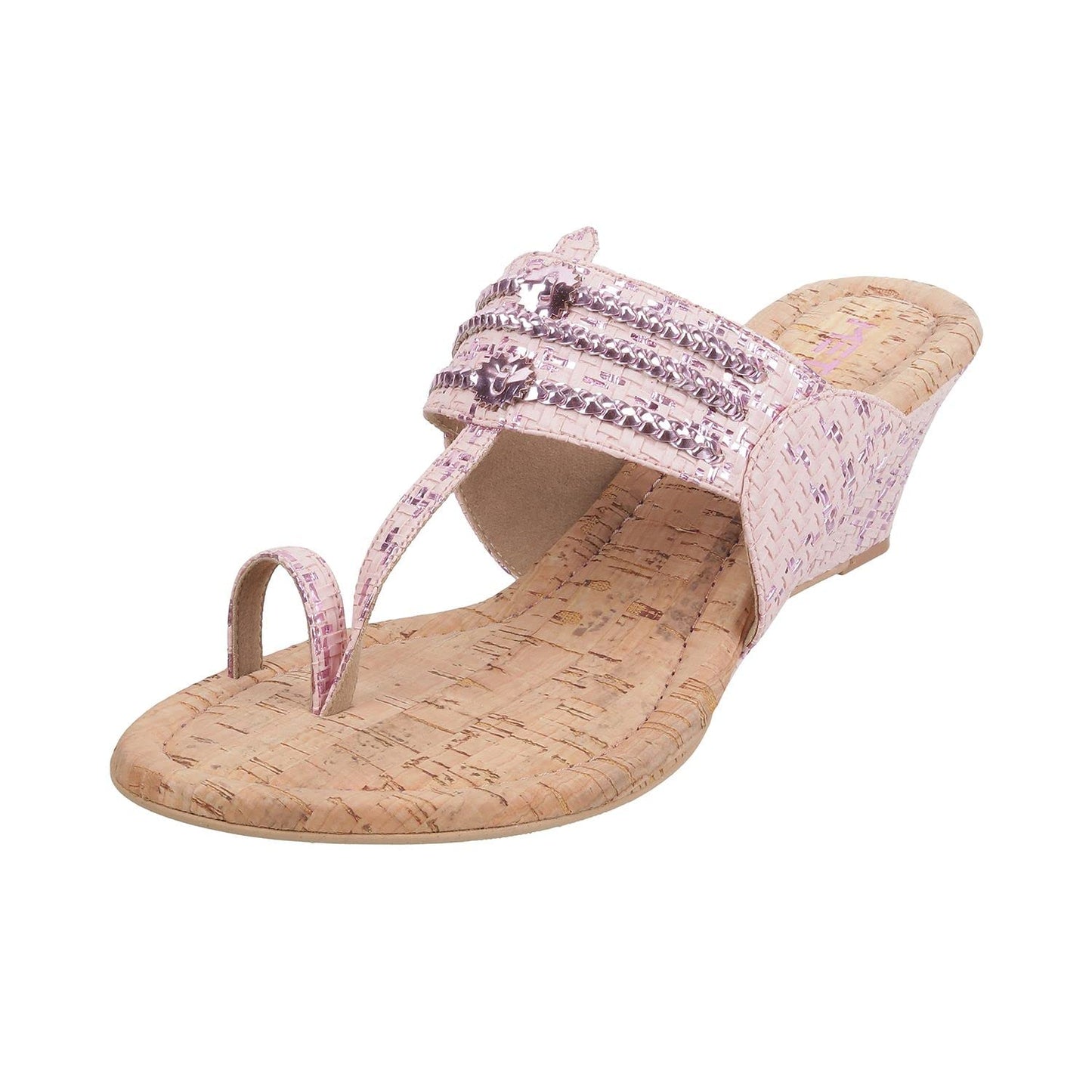 Metro Women Ethinc Kolhapuri Heel Sandal Rose Gold UK/5 EU/38 (32-1707)