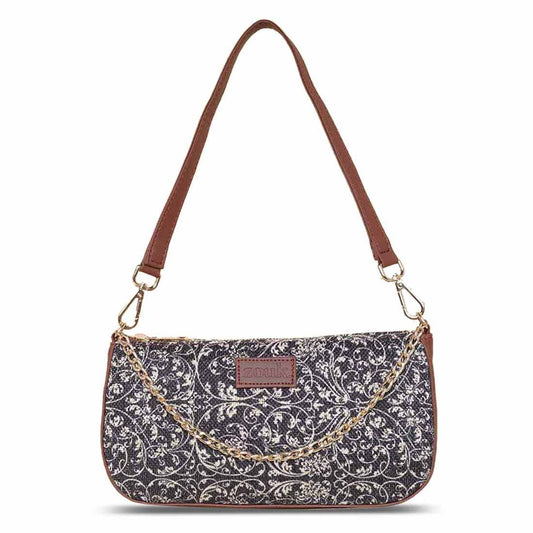 ZOUK Baguette Bag | Crossbody Bags for Women | Women's Handbags | Stylish Sling Bag for Woman | Vegan Leather Evening Bag | Travel & Office Use | Purse and Wallet | Lattice Lace Print