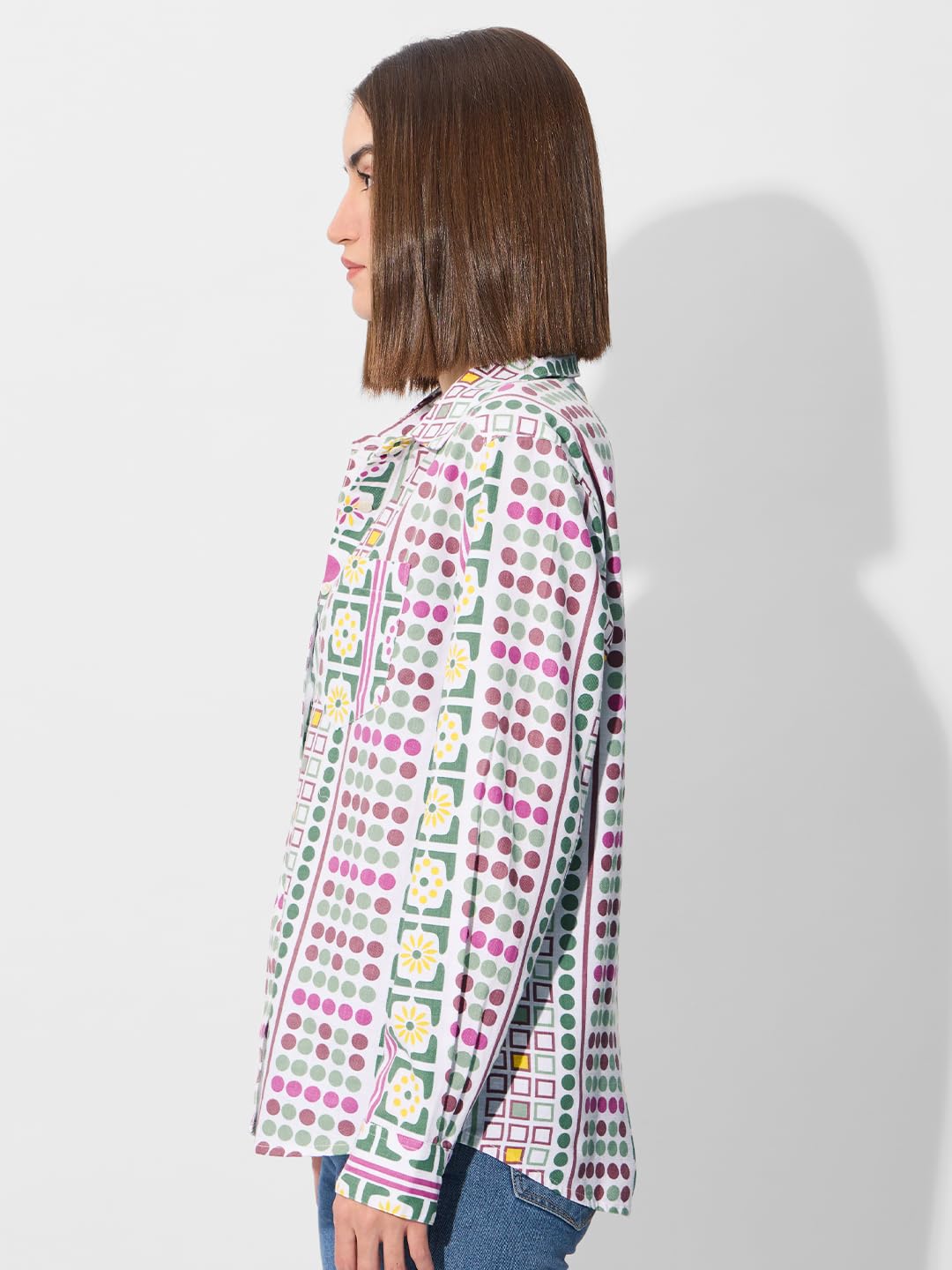 The Souled Store Originals: Aztec Women and Girls Long Sleeve Collared Neck Button Down Boyfriend Shirts Womens Boyfriend Shirts Casual Button-Down Full Sleeve Solid Short Sleeve Casual Workwear