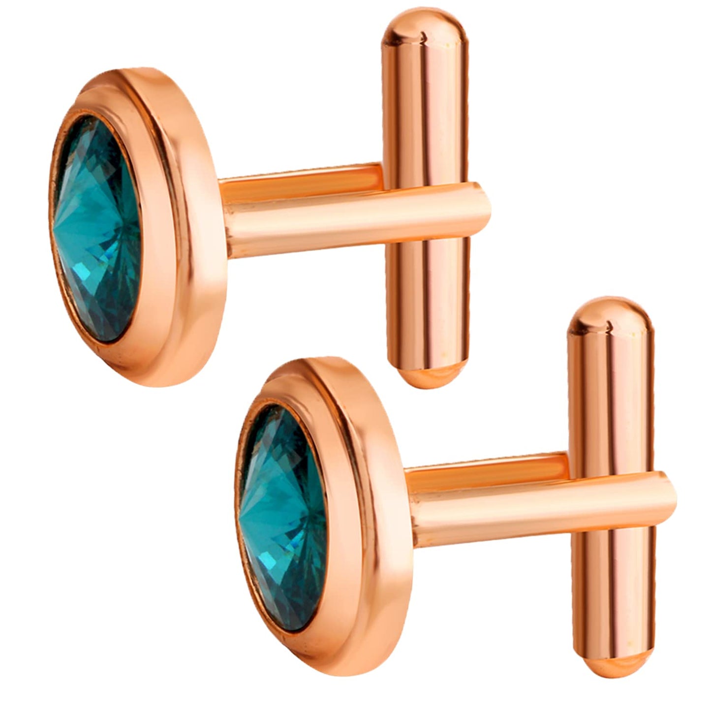 Mahi Rose Gold Plated Solitaire Green Crystal Cufflink for Mens and Boys (CL1100547ZGre)