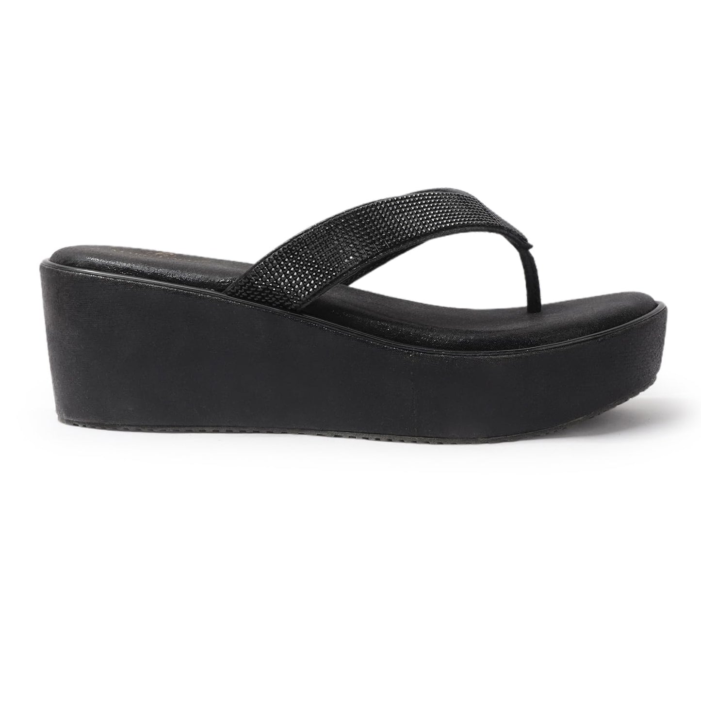 Marc Loire Women's Embellished Slip-On Fashion Sandals | Wedges for Women | Anti-Slip Sole & Comfortable Heels (Black, UK Footwear Size System, Adult, Women, Numeric, Medium, 8)