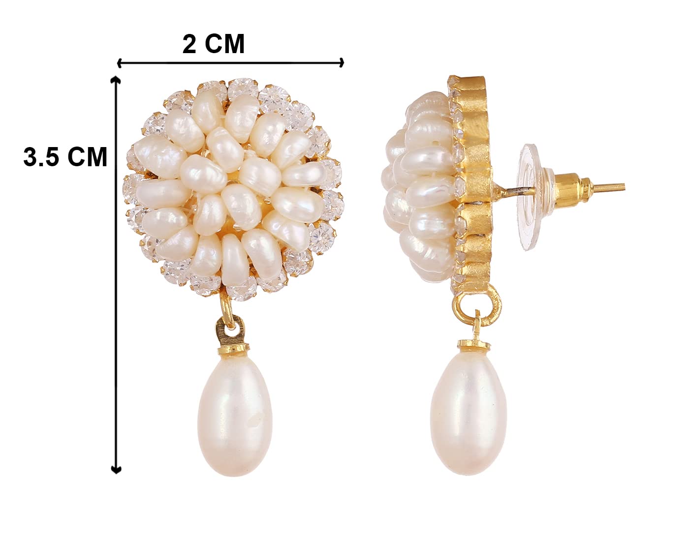 HYDERABAD JEWELS Natural Fresh Water Double Sting Pearls Set for Women