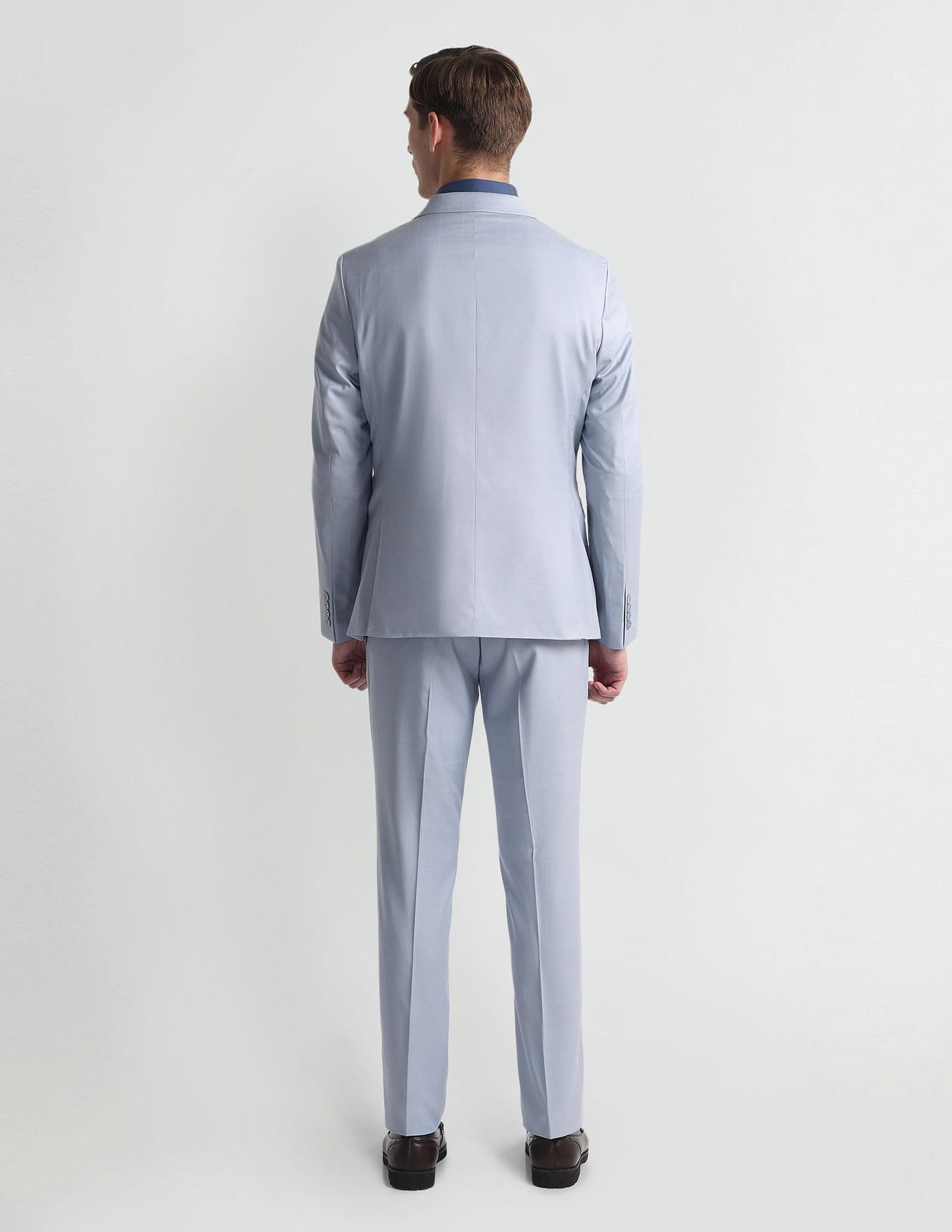 Arrow Graph Check Three Piece Suit Light Blue