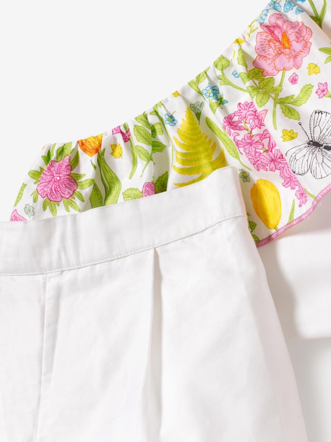 Nautinati Girls Floral Printed One Shoulder Top with Pants Set