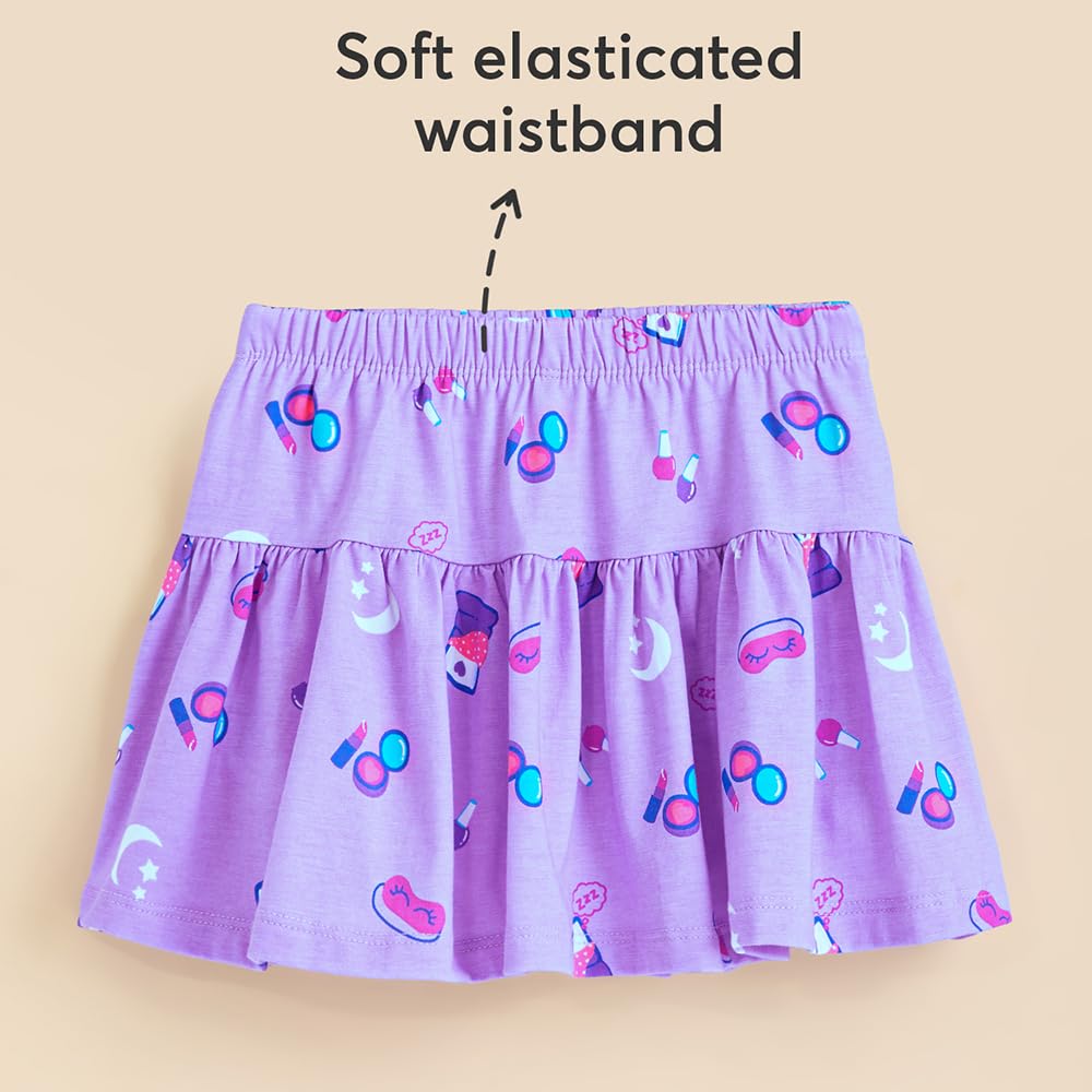 Hopscotch Girls Regular Fit Purple Graphic Print Skirts