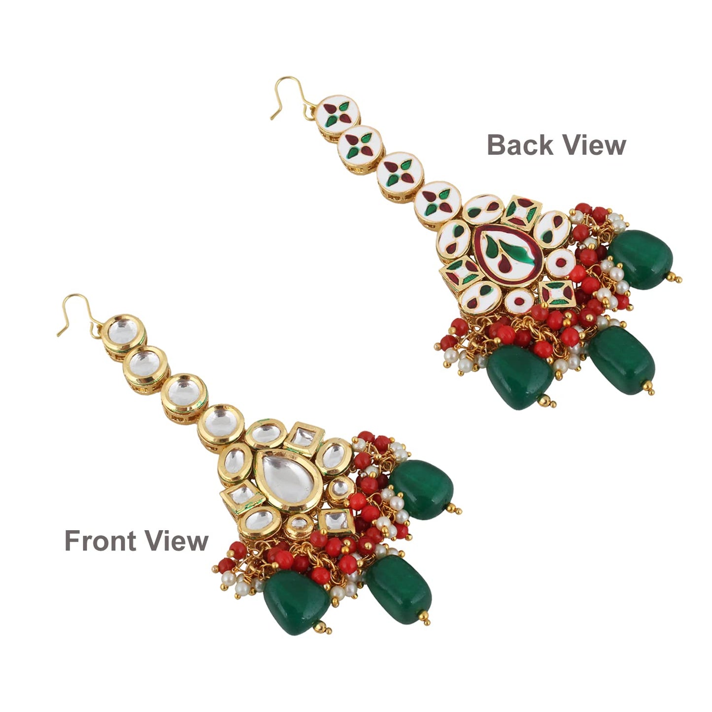 Lucky Jewellery Meenakari 18K Gold plated Multi color Uncut dibbi Kundan Combo Necklace Set