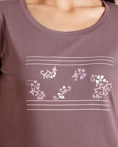 BODYCARE Women's Cotton Printed T-Shirt and Shorts Set | Soft & Breathable Nightwear | Short Sleeves | Loungewear Co-Ord Set | BSSS17037_100 Multicolour
