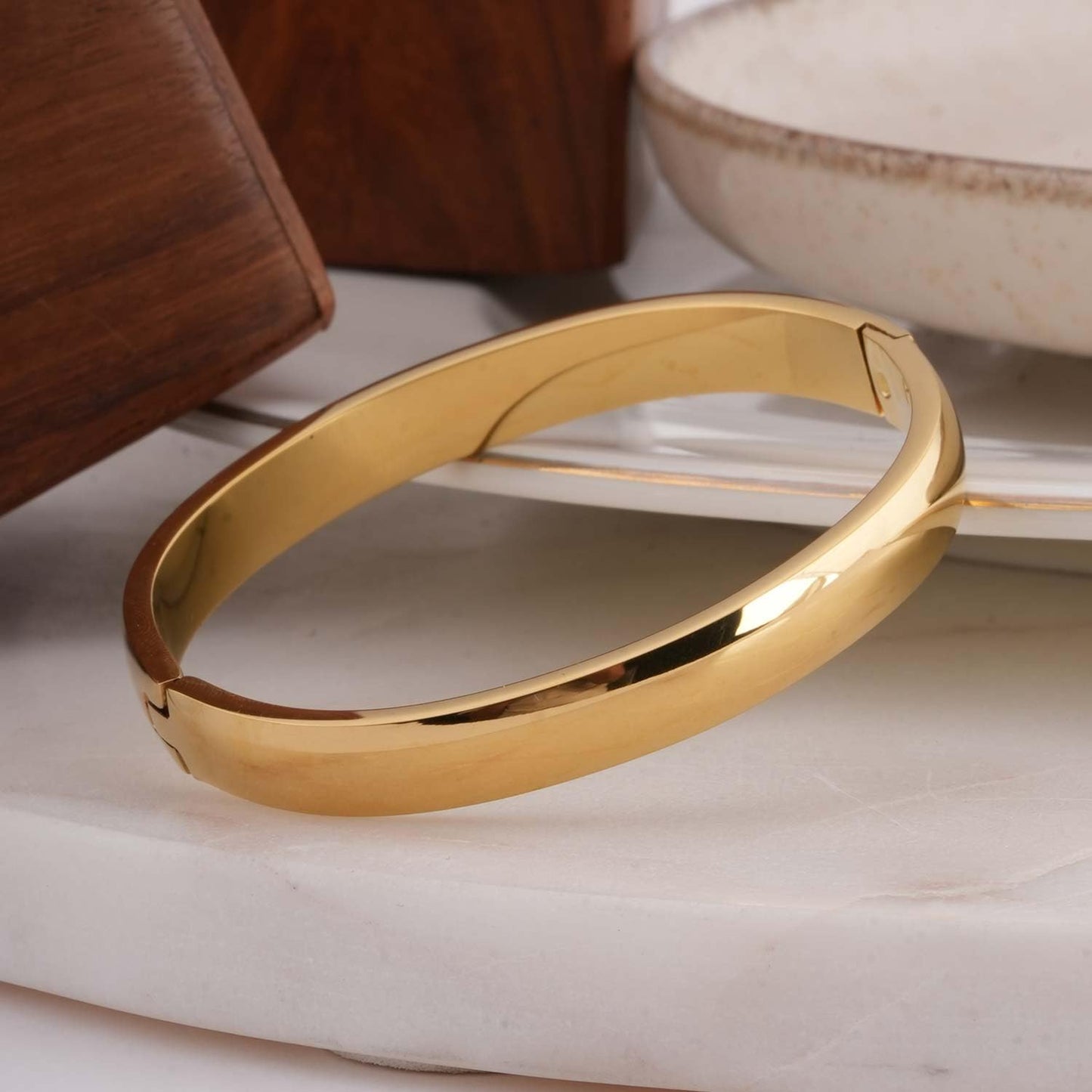 PALMONAS Plain Gold Bangles Bracelet for Women (Size -4,5,6,7) - Gift for Women & Girls, Women's Jewellery | Waterproof & Anti-Tarnish Bracelets