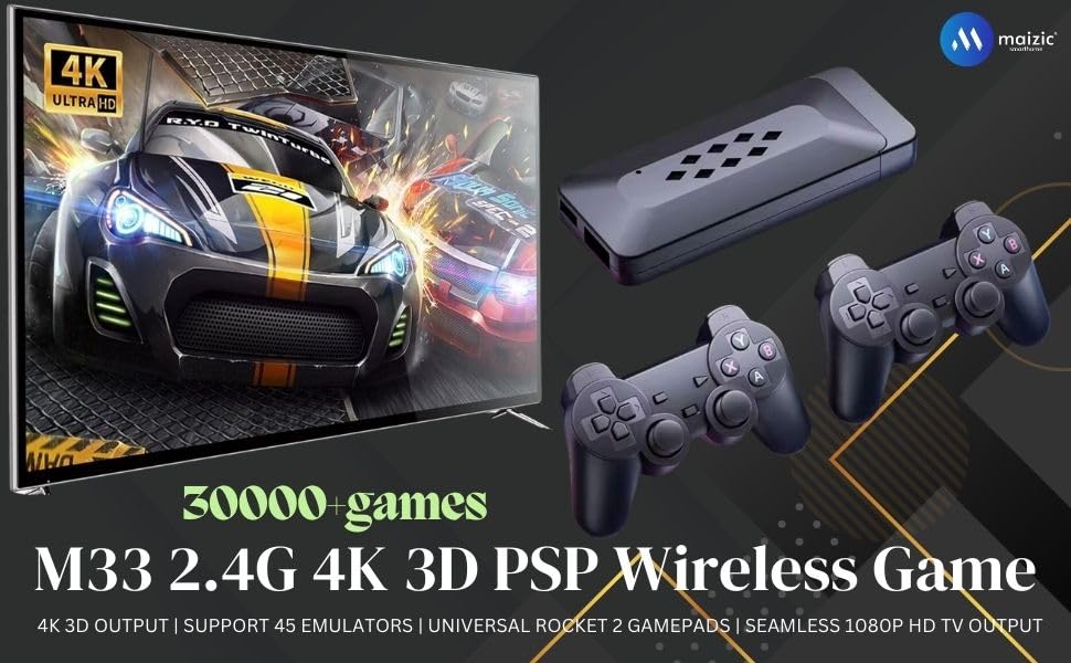 (GPZ) Pro Stick OG 37100+ Built-in Games Retro Classic 2D 3D HD | 2 WIRELESS GAMEPAD | PLUG & PLAY VIDEO GAME 64GB