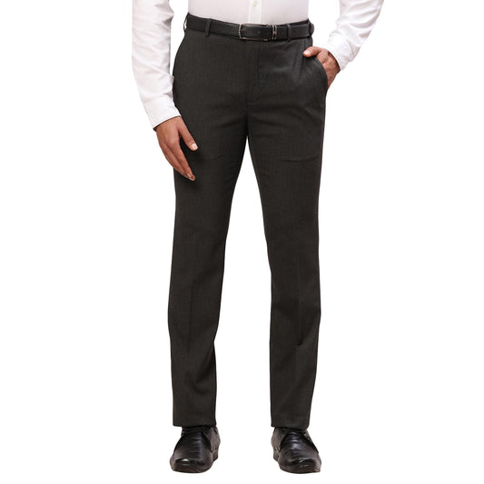 Raymond Men's Slim Fit Structure Pattern Polyester Viscose Blend Flat Front Trouser (Size: 32)-RMTS04706-G8 Dark Grey
