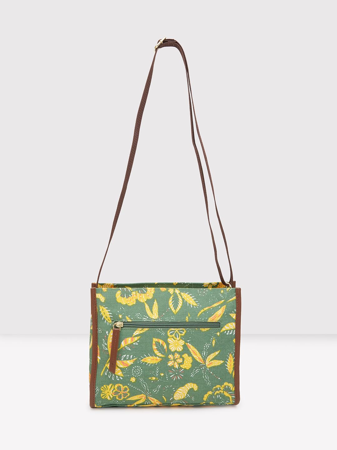 Caprese Women's Canvas Printed Pattern Hazel Sling Bag (Olive, Medium)