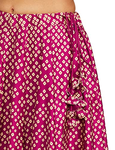 BIBA Women Printed Flared Mix and Match(Twirl TR17071_Meganta_L-XL) Magenta