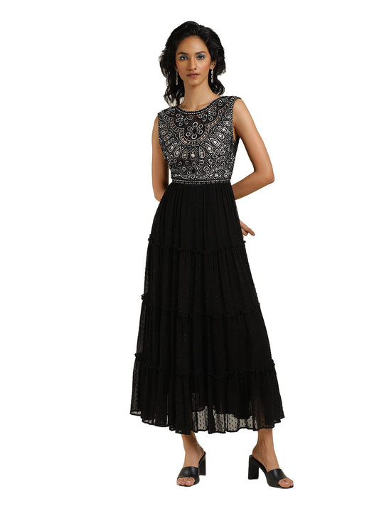 Label RITU KUMAR Women's Maxi Dress LDRVGT01N29386796-BLACK-M