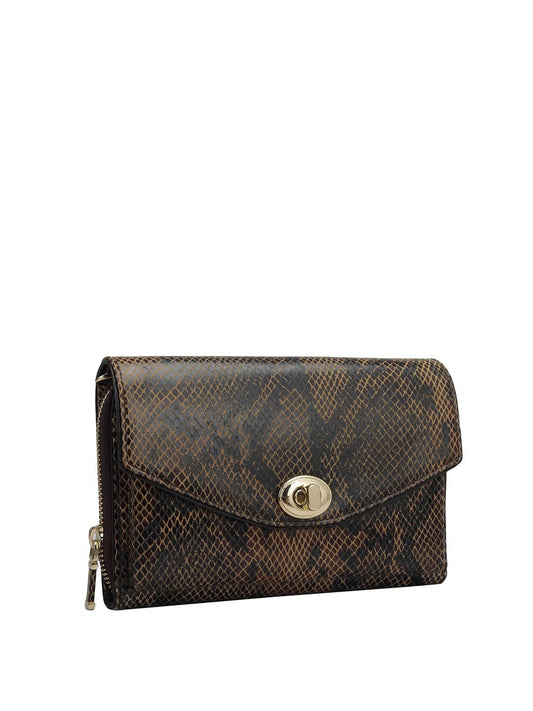 Da Milano Genuine Leather Brown Women Sling Wallet (10014A)