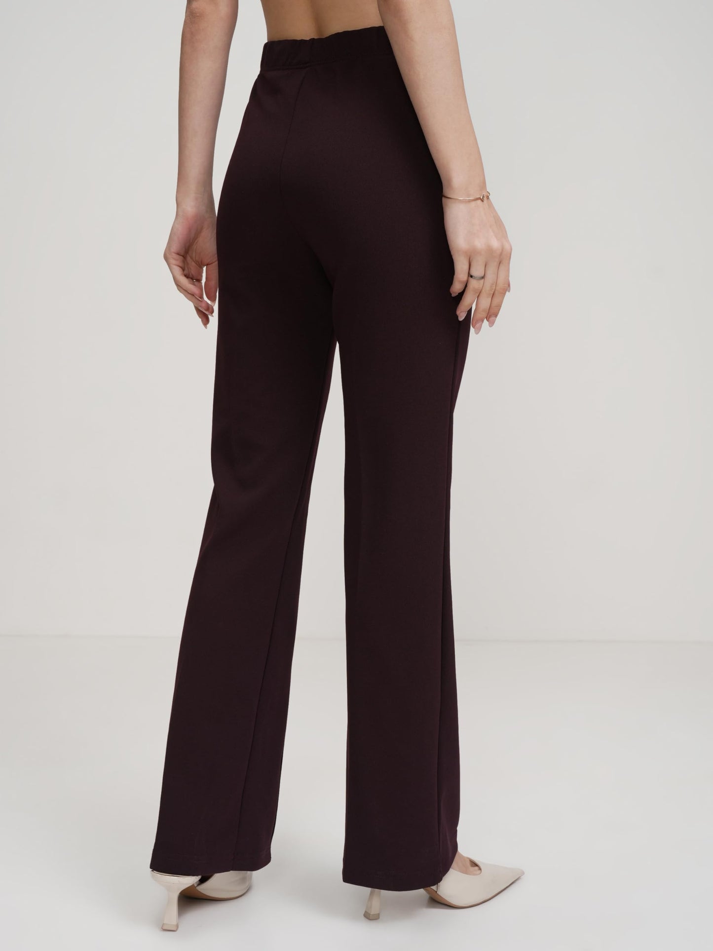 Tokyo Talkies Women Purple High-Rise Regular Trousers
