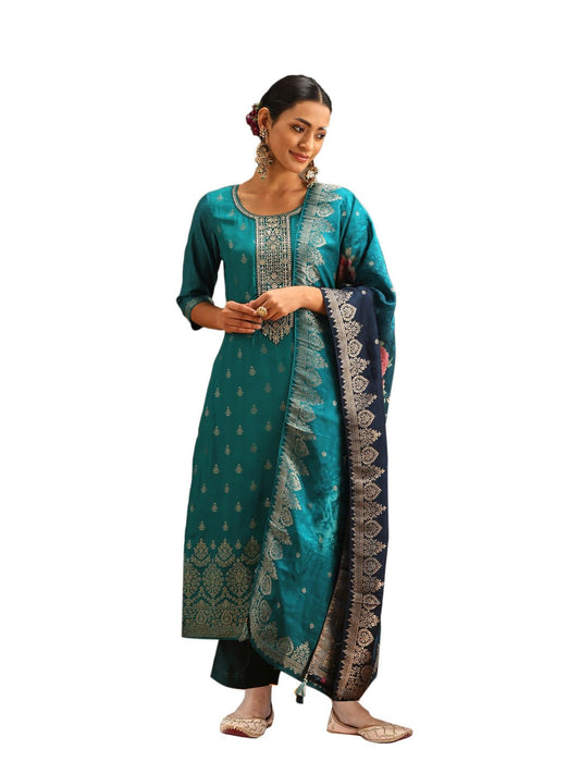 Libas Women's Silk Kurta Sets (38037O_Green