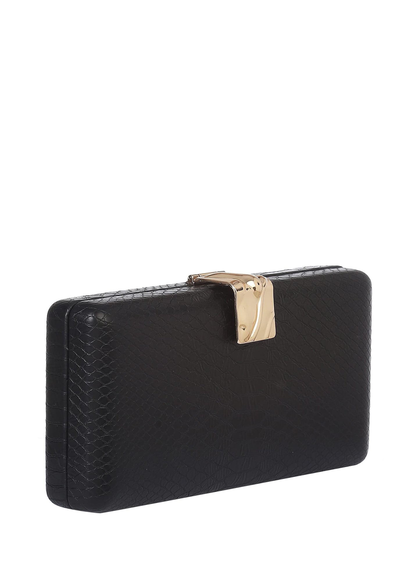 Satya Paul Black Pu Leather Clutch for Women