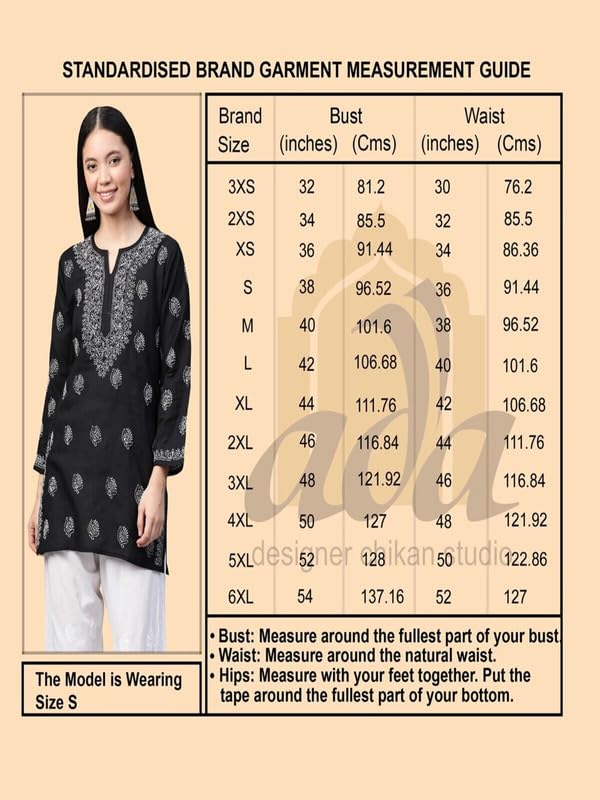 Ada Hand Embroidered Lucknowi Chikankari Cotton Straight Short Kurti Top for Women A911343 Lavender (M)