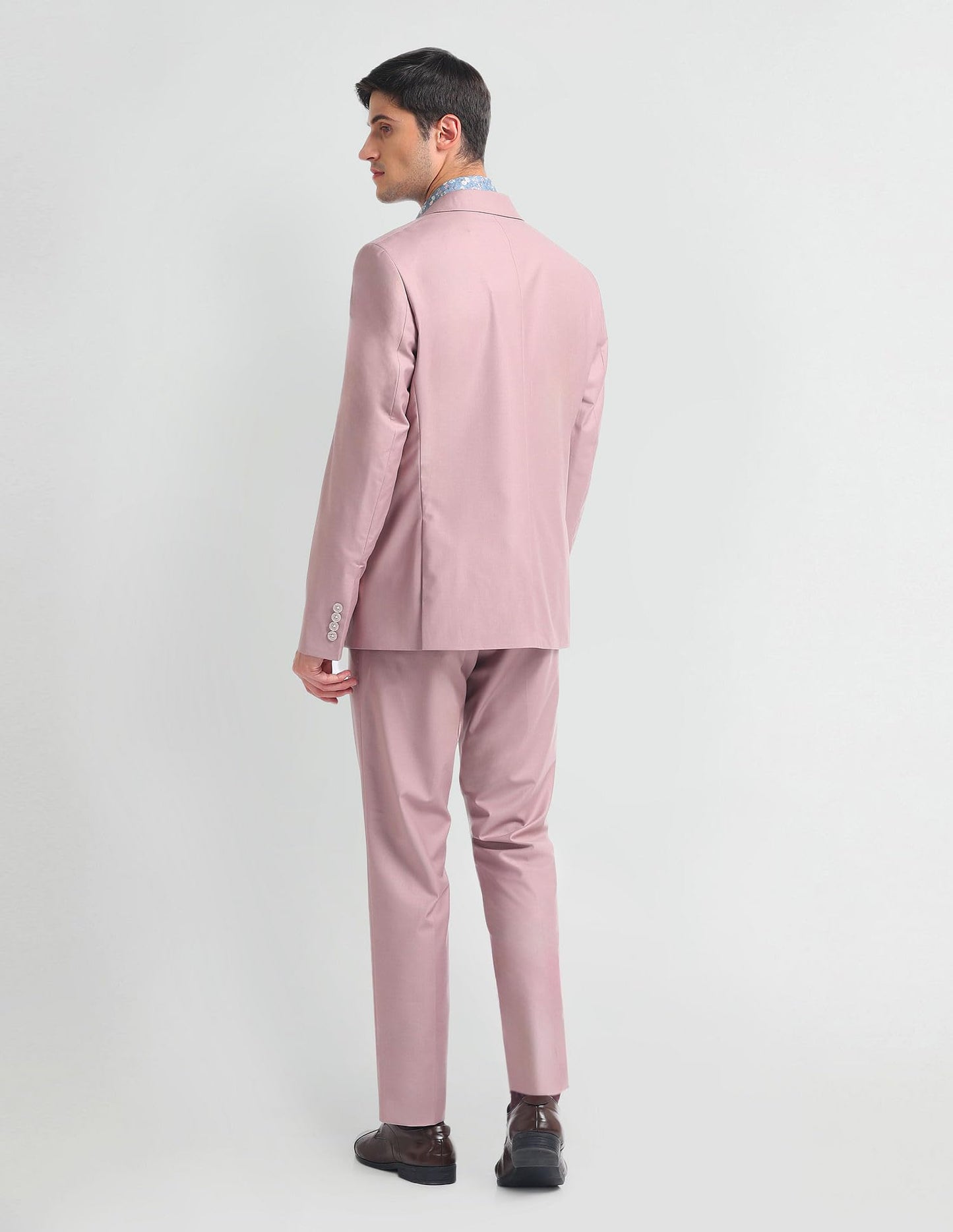Arrow Men's Polyester Blend Single Breasted Business Suit Pants Set (ARAHSU5563_Pink
