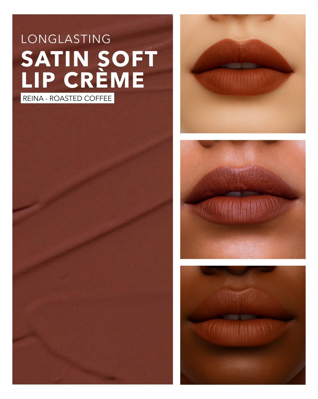 SIMPLYNAM Satin Soft Lip Crème – Perfect Nude | 1 Swipe Full Coverage | Hydrating, Creamy Matte Finish | 16 Hour Stay | Transfer-Proof & Smudge-Proof | Infused with Peptides & Squalane | Vegan (Reina, 5 ML)