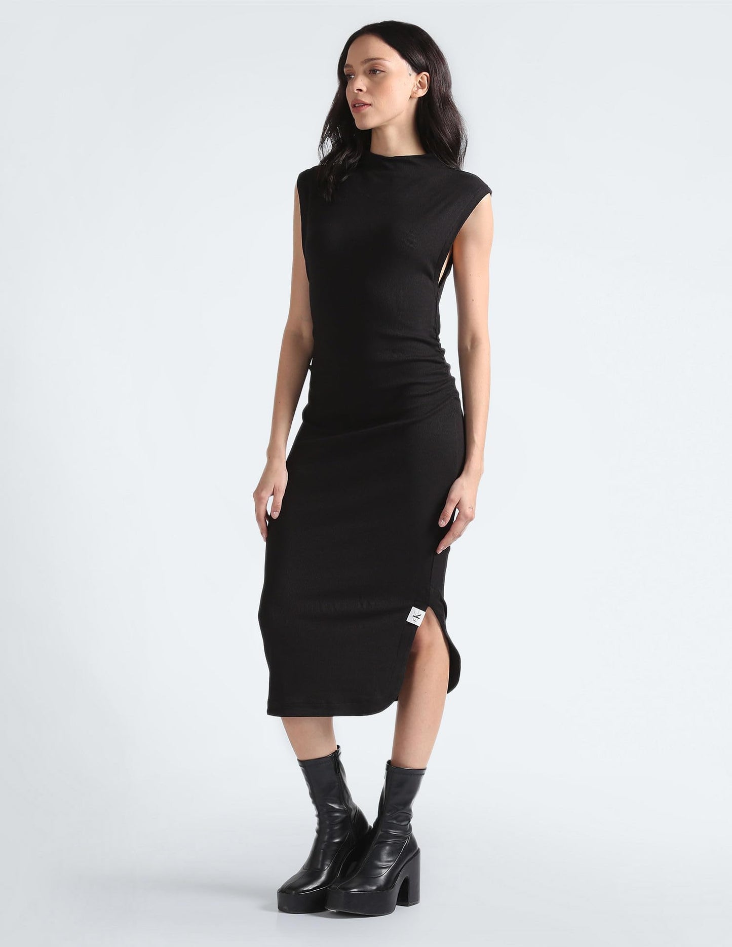 Calvin Klein Cotton Blend Black Patch On Women Dress (J221396BEH) - Size XL